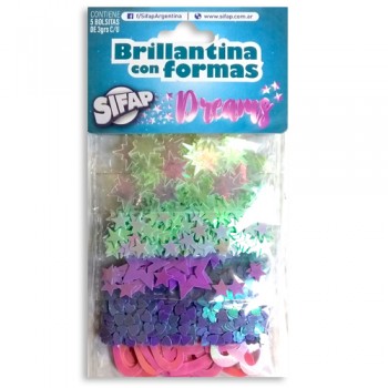 Brillantina con formas dreams x 5