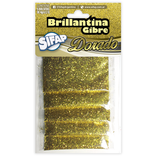 Brillantina gibre dorado x5u 4g