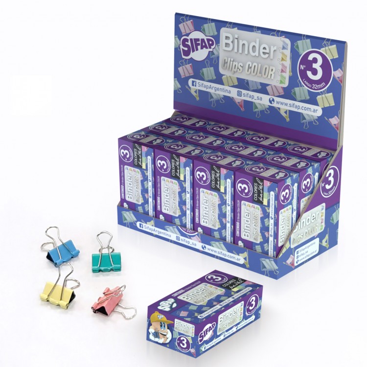 Binder clips color n3 x12u (caja)